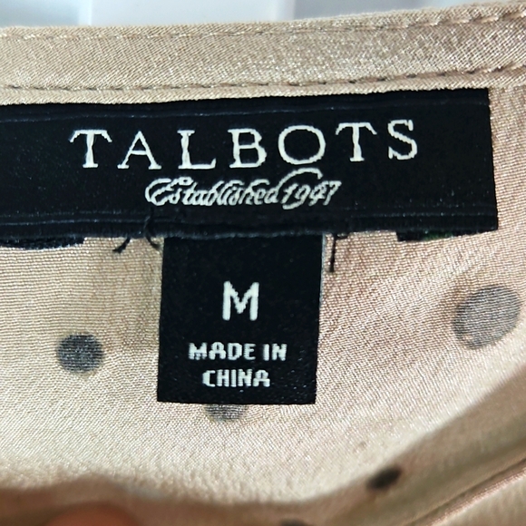 Talbots Beige Studded 100% Silk Women's Top Size Medium - Picture 2 of 7